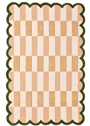 Hand Tufted Wool Area Rug, Scalloped Edge Vintage Boho Rug, Soft Indoor Carpet for Living Room, Bedroom, Entryway, Nursery and Home Decor (2.6x10 ft)